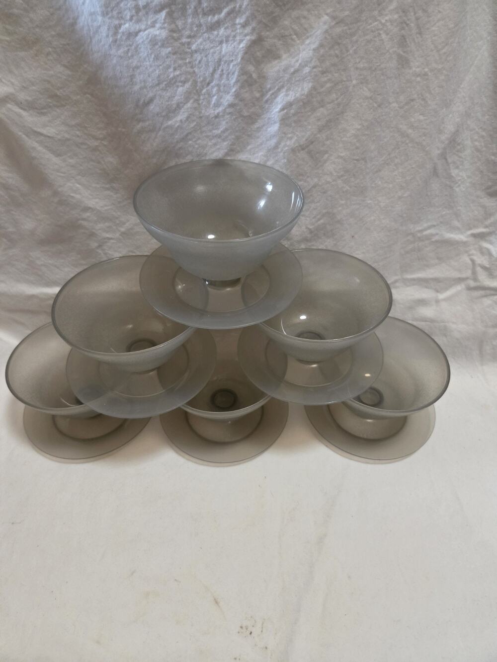 Vintage Set of 6 Tupperware Smoke Gray Jello Parfait Pudding Cups NO Lids